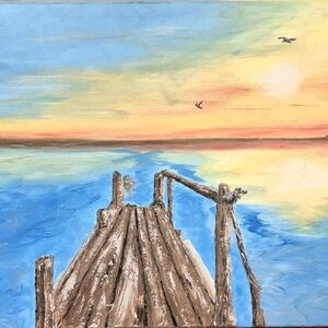 "Tranquility" Sunset Pier Canvas Art